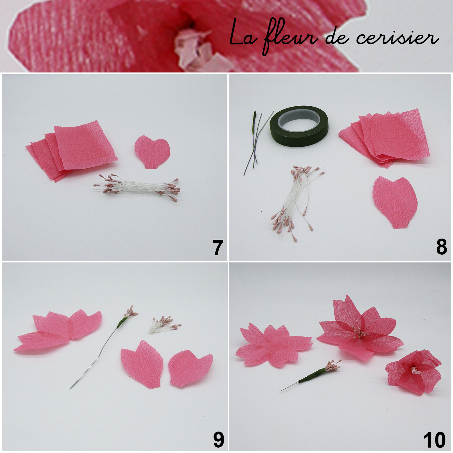 Fleur de cerisier en papier crépon DIY