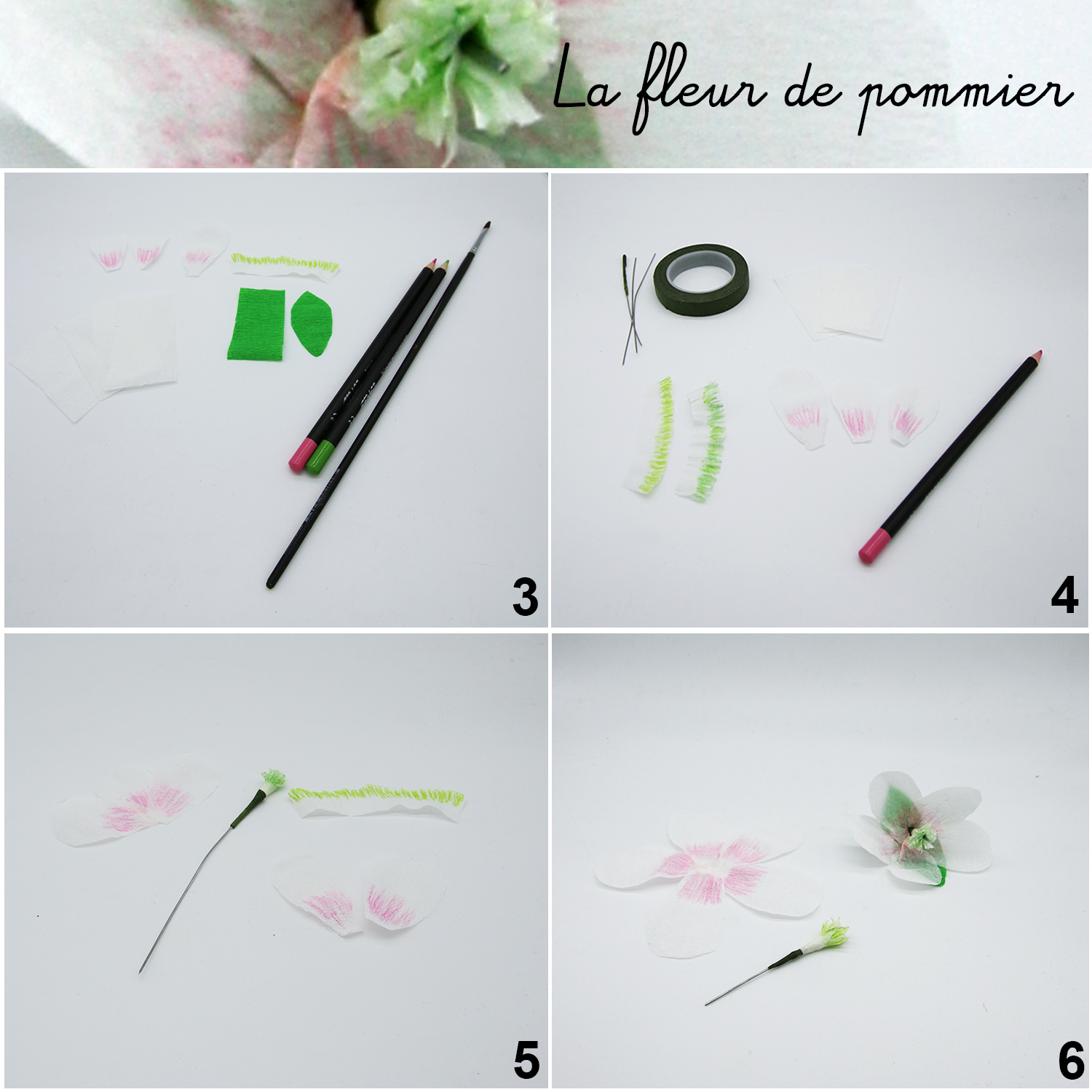 Fleur de pommier en papier crépon DIY