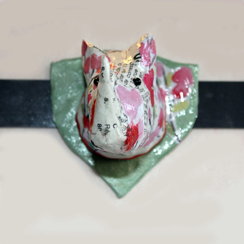 Magnet rhinocéros en papier mâché